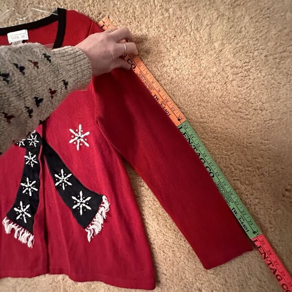 Mandal Bay Womans L Snowman Cardigan Red Christmas Sweater Holiday Frosty Ugly - Picture 9 of 12
